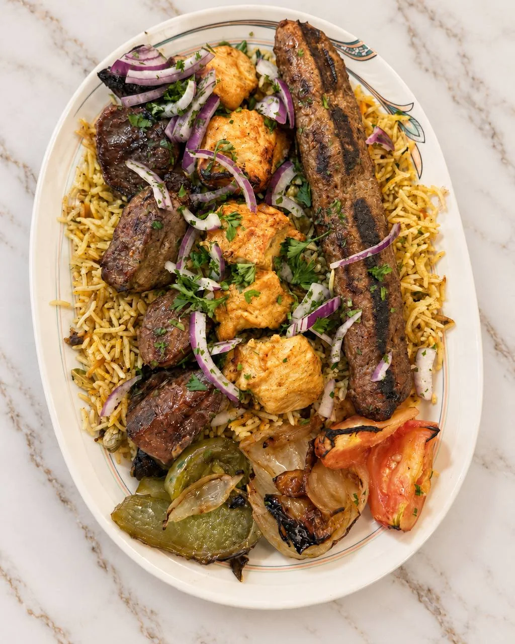 Halal mixed grill kebab platter at SimSim Fairfax